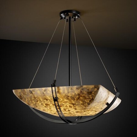 Justice Design ALR-9721-35-MBLK Justice Design Group - Alabaster Rocks Collection - ALR-9721 - Crossbar 18" Pendant Bowl - Round Bowl Crossbar FamilyCollection